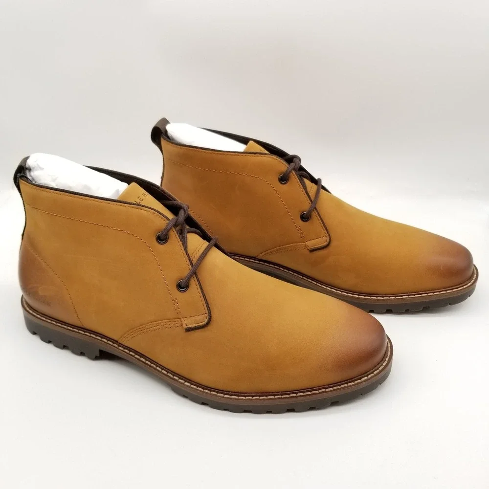 Cole Haan Men Midland Lug Chukka Boots Sz 9.5 Nubuck Golden Brown Lace‎ Up City